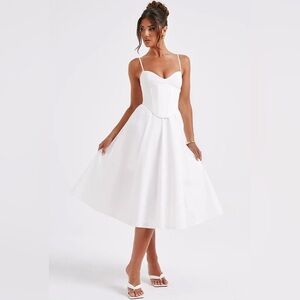 Babyboo Mariella Midi Dress - Ivory — white corset midi summer dress